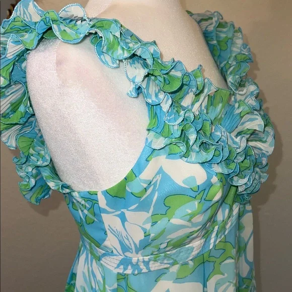 EUC Lilly Pulitzer Chiffon Maxi Ruffle Empire Waist Size 6 - Picture 5 of 16